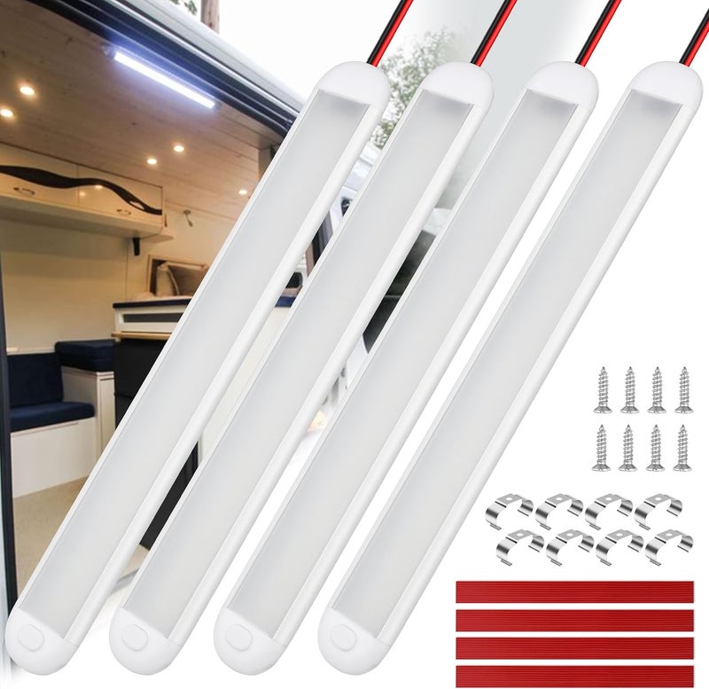 RVZONE 12V LED Interior Light Bar 120LEDs 1800LM 8W DC Frosted 12 Volt led Strip Lights with ON/Off Switch 12v led Light Enclosed Trailer Truck Interior Lights for Camper Truck Van RV Trailer Cargo - Image 1